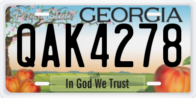 GA license plate QAK4278