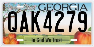 GA license plate QAK4279