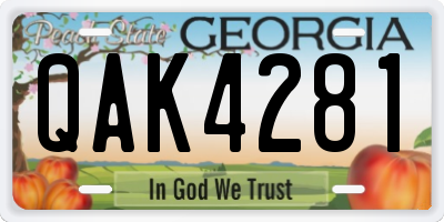 GA license plate QAK4281