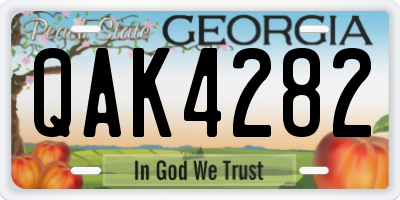 GA license plate QAK4282