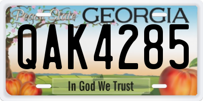 GA license plate QAK4285