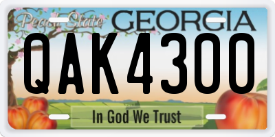 GA license plate QAK4300