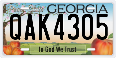 GA license plate QAK4305