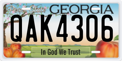 GA license plate QAK4306