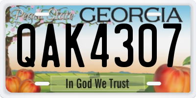 GA license plate QAK4307