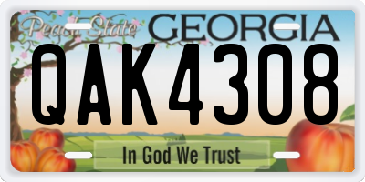GA license plate QAK4308