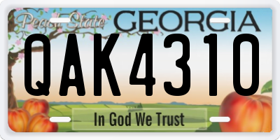 GA license plate QAK4310