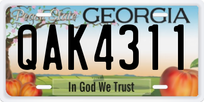 GA license plate QAK4311
