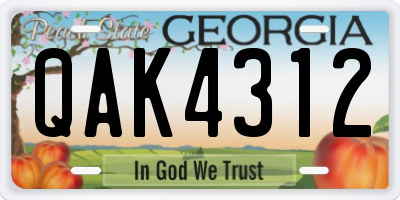 GA license plate QAK4312