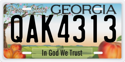 GA license plate QAK4313