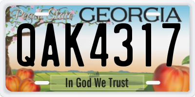GA license plate QAK4317