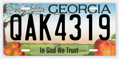 GA license plate QAK4319