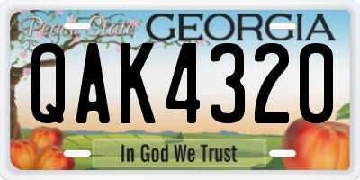 GA license plate QAK4320