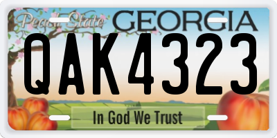 GA license plate QAK4323