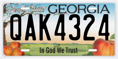 GA license plate QAK4324