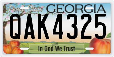 GA license plate QAK4325