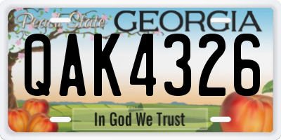 GA license plate QAK4326