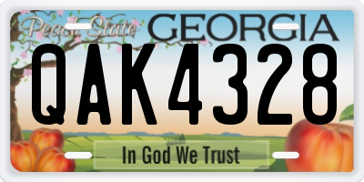 GA license plate QAK4328