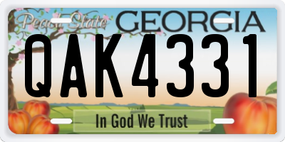 GA license plate QAK4331