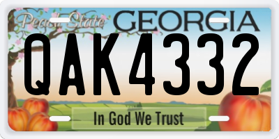 GA license plate QAK4332