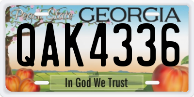 GA license plate QAK4336