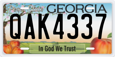 GA license plate QAK4337