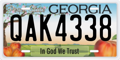 GA license plate QAK4338