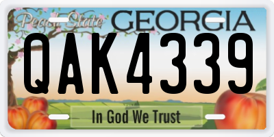 GA license plate QAK4339