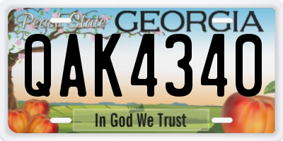 GA license plate QAK4340