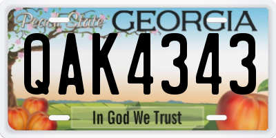 GA license plate QAK4343