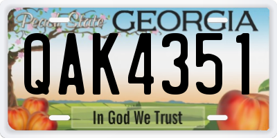 GA license plate QAK4351
