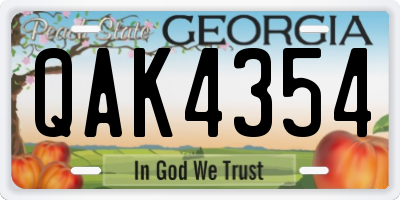 GA license plate QAK4354