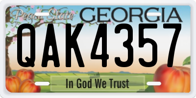 GA license plate QAK4357