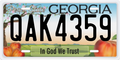 GA license plate QAK4359