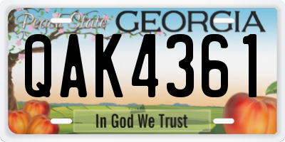 GA license plate QAK4361
