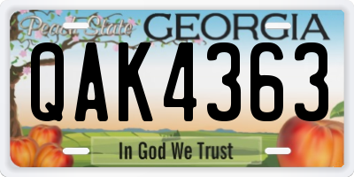 GA license plate QAK4363