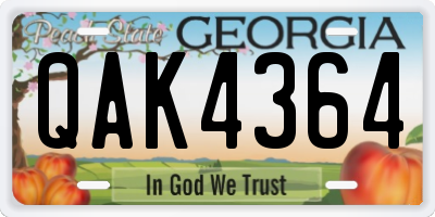 GA license plate QAK4364