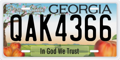 GA license plate QAK4366