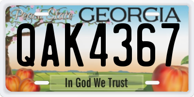 GA license plate QAK4367