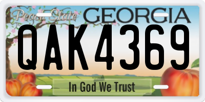 GA license plate QAK4369