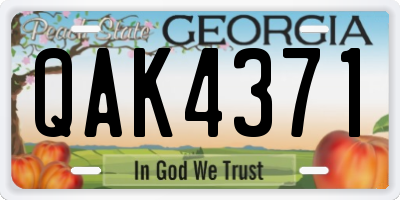 GA license plate QAK4371