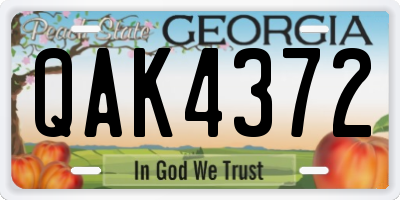 GA license plate QAK4372
