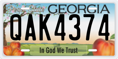 GA license plate QAK4374