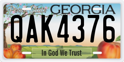 GA license plate QAK4376
