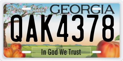GA license plate QAK4378