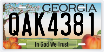 GA license plate QAK4381