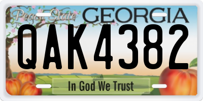 GA license plate QAK4382