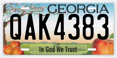 GA license plate QAK4383