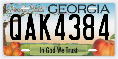 GA license plate QAK4384