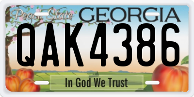 GA license plate QAK4386